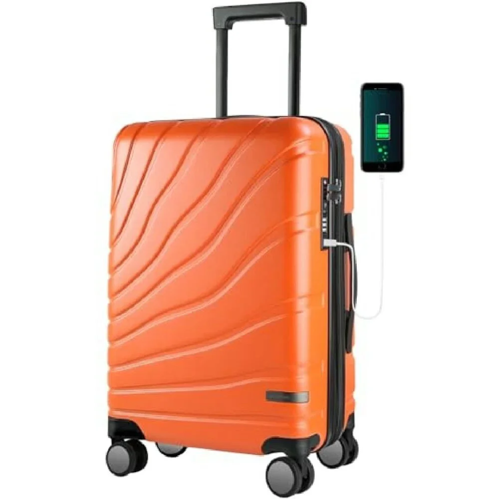 20-Inch Expandable Hard Shell Carry-On Luggage with Spinner Wheels & TSA Lock